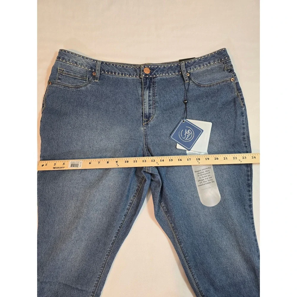 A3 Denim Skinny‎ Jeans Women's Size 20W Embellished Waist Blue Stretch New